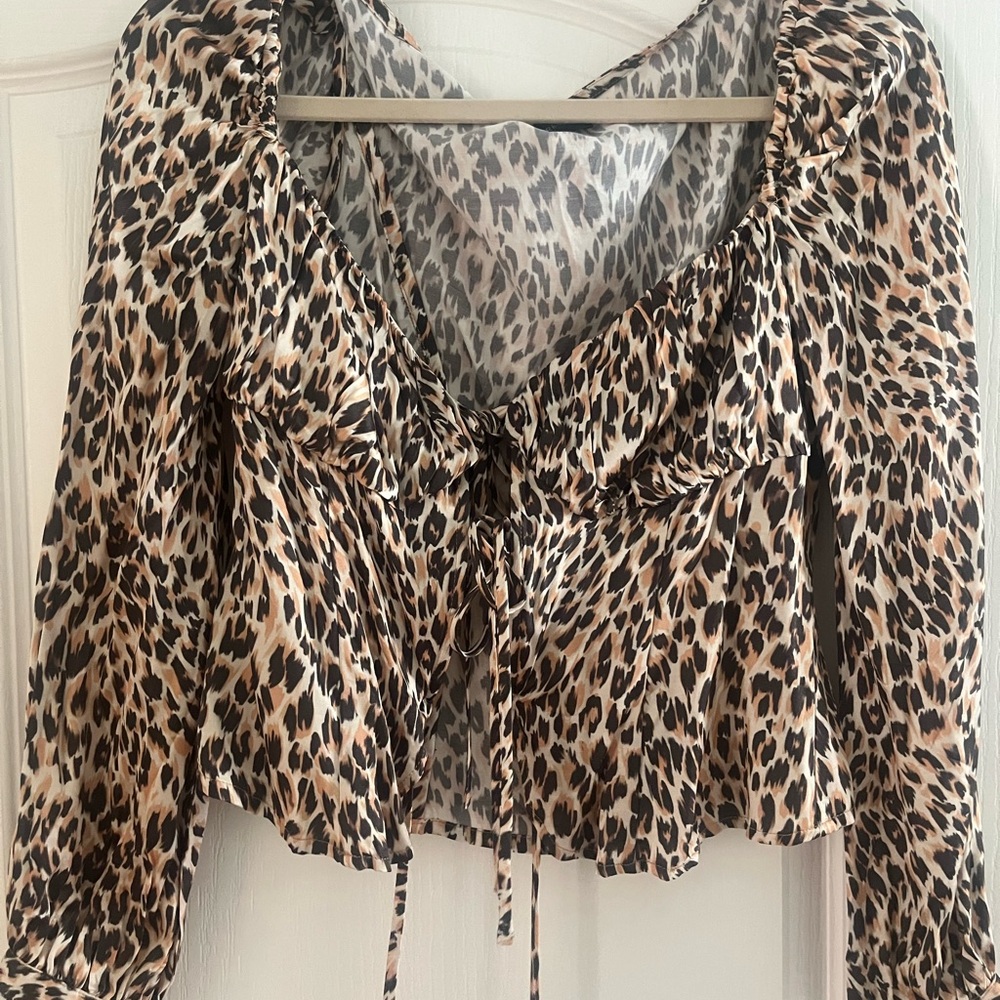 MAJORELLE print top with ties